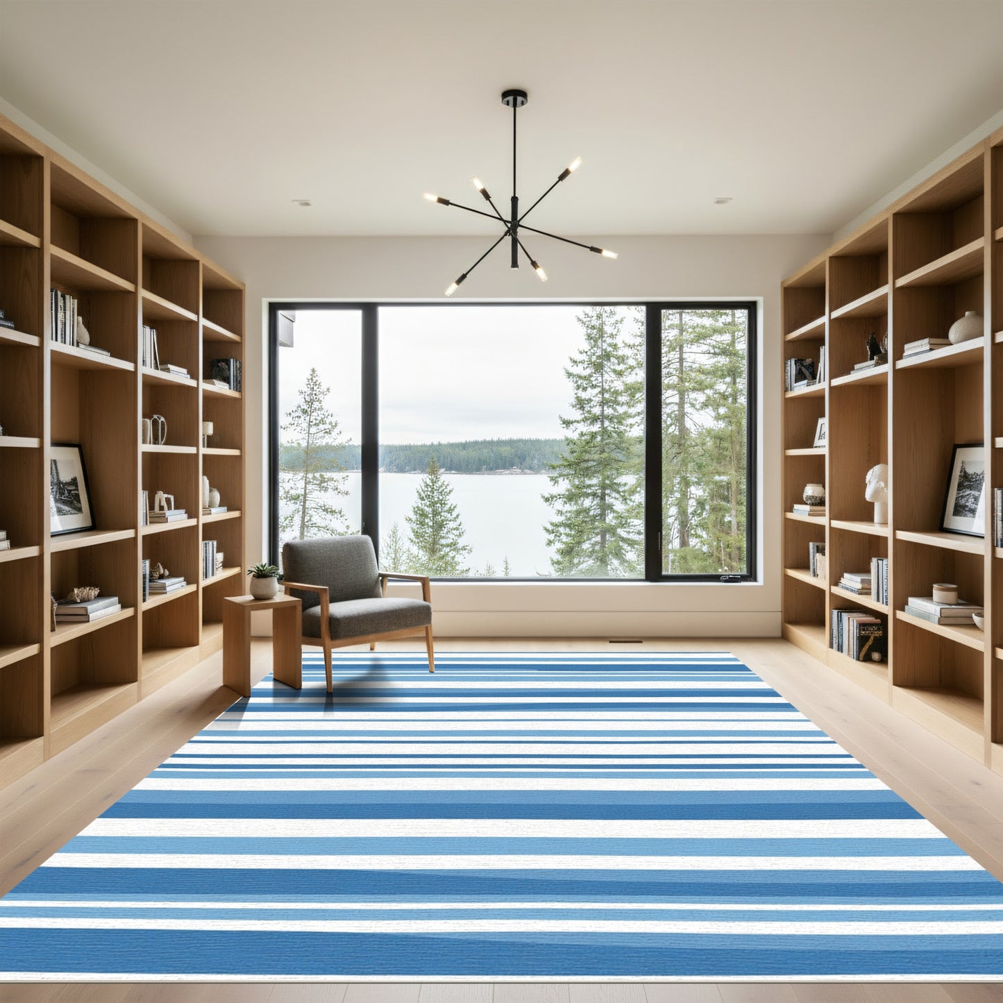 Coastal Blue Striped Horizon Rug