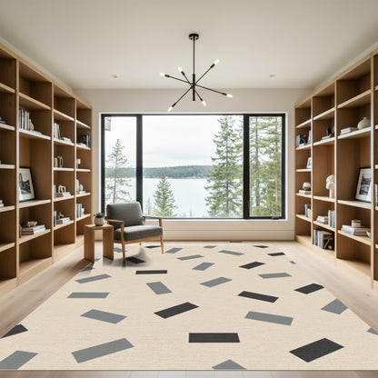 Tan Grey Speckled Rectangles Backdrop Rug