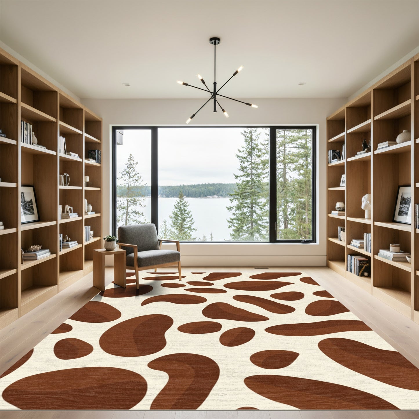 Brown Cream Spotty Contemporary Rug