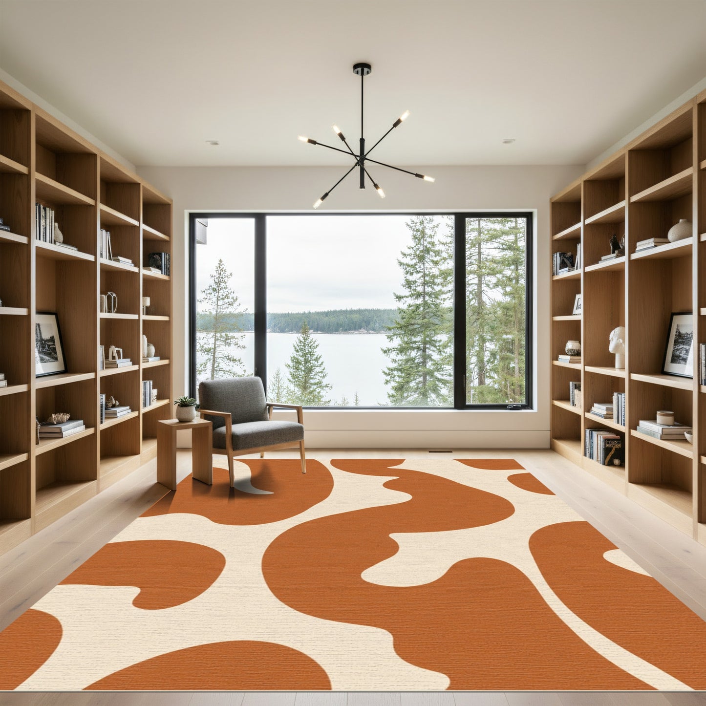 Terracotta Cream Organic Swirl Rug