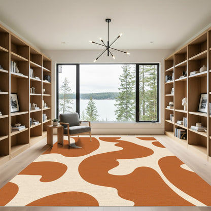 Terracotta Cream Organic Swirl Rug