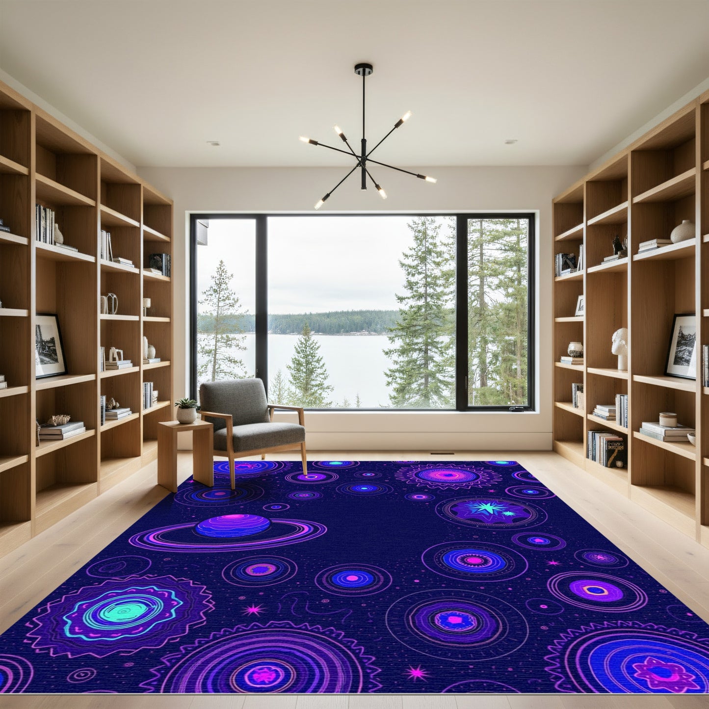 Cosmic Pink Purple Galactic Circles Rug