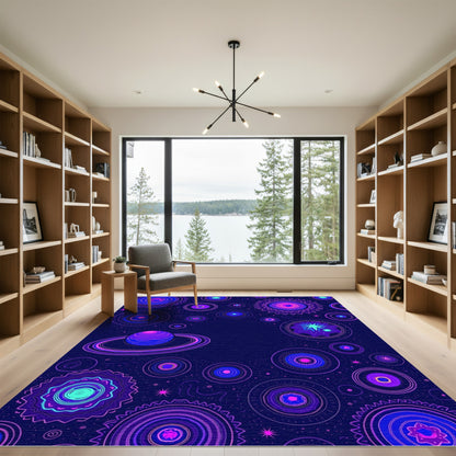 Cosmic Pink Purple Galactic Circles Rug