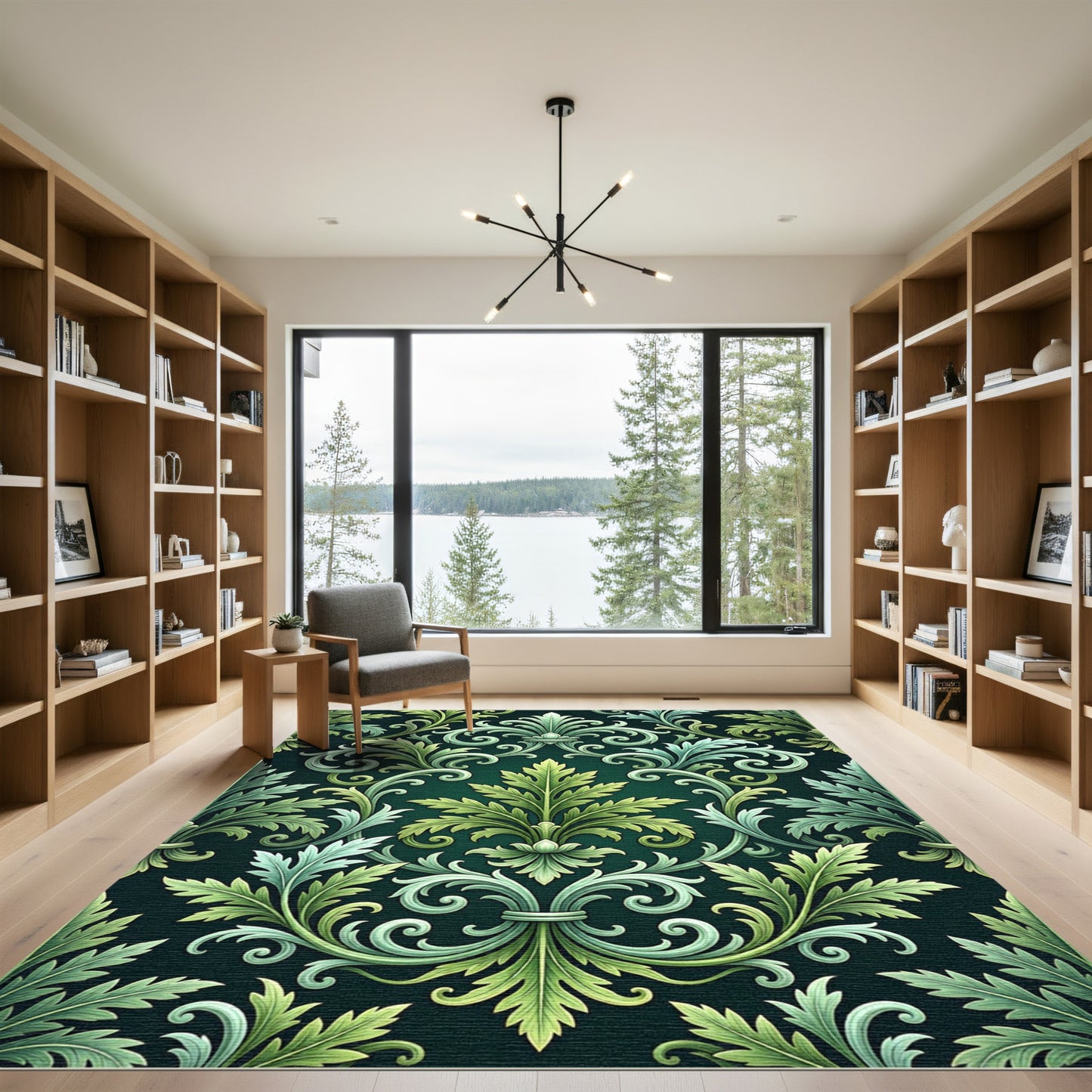 Verdant Floral Acanthus Scroll Rug