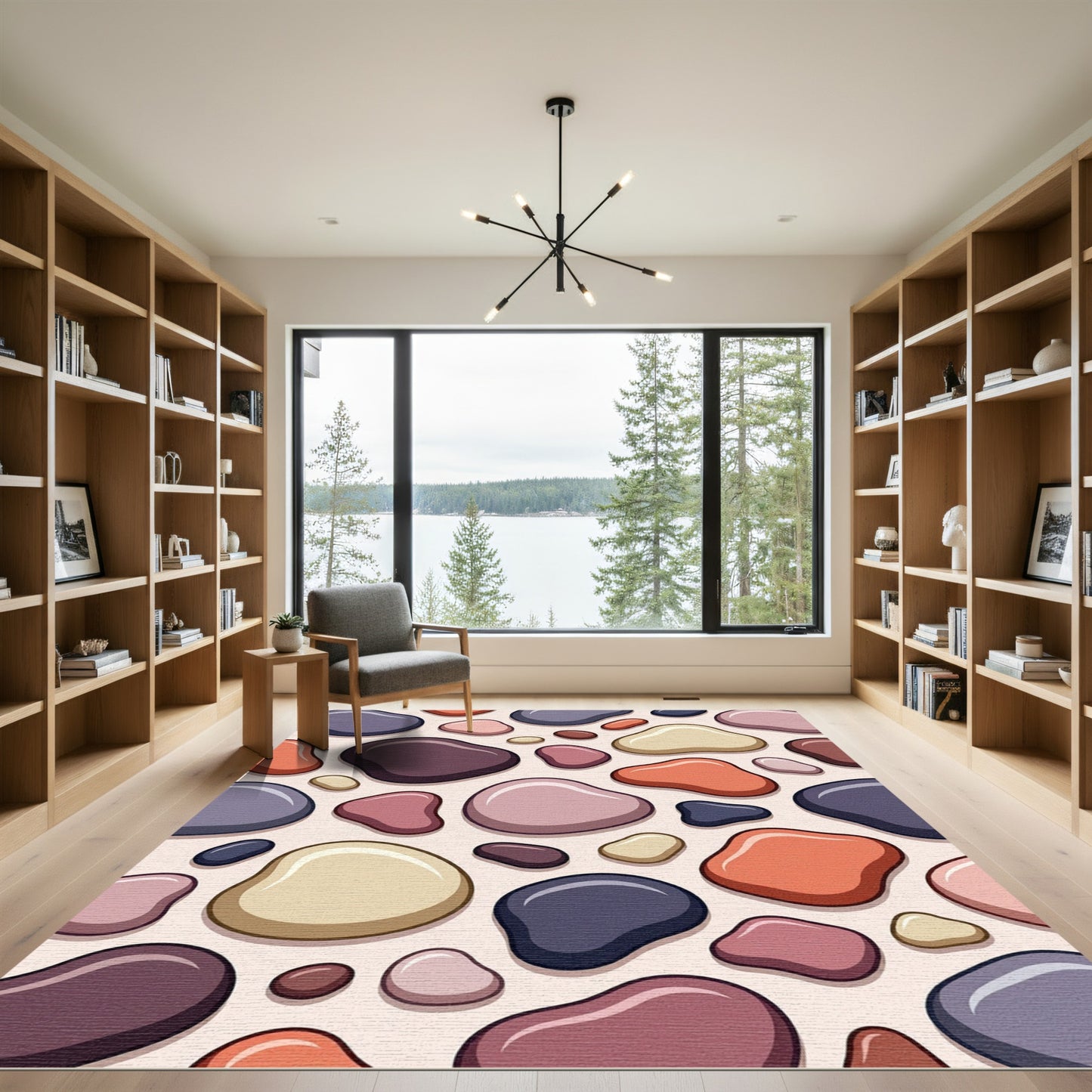 Smooth Stone Pebbles Color Splash Rug