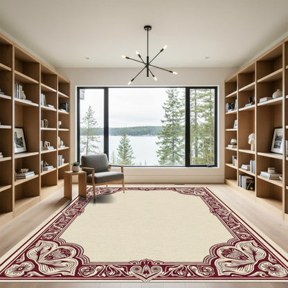 Deep Crimson Paisley Border Rug