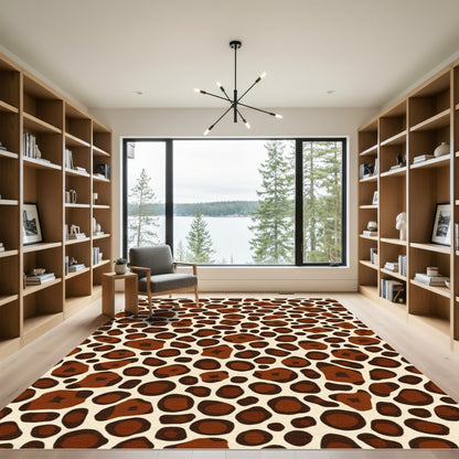 Brown Leopard Spots Contemporary Design Rug