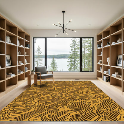 Amber Abstract Curving Lines Rug
