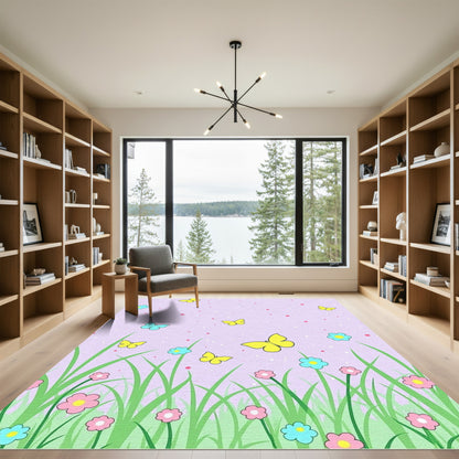 Lavender Sky Yellow Butterfly Meadow Rug