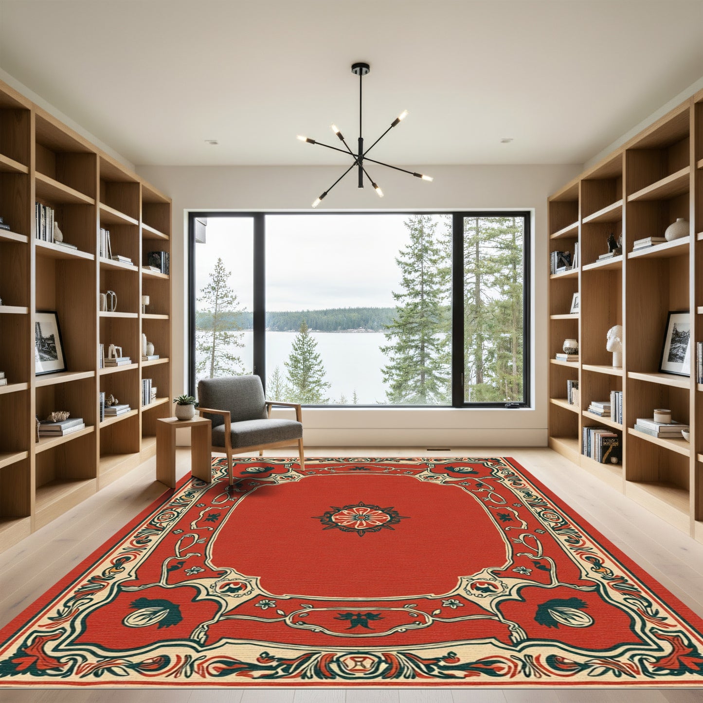 Crimson Floral Arch Medallion Rug