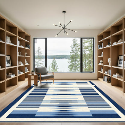 Horizontal Blue Gradient Stripe Rug