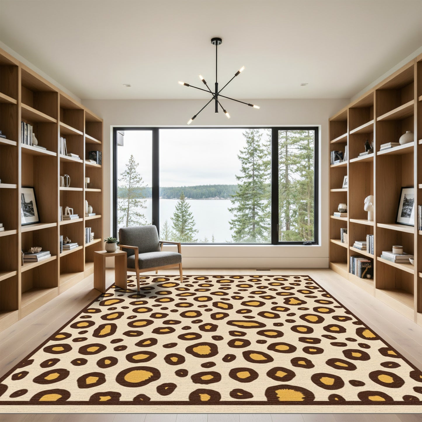 Golden Leopard Spots Texture Rug