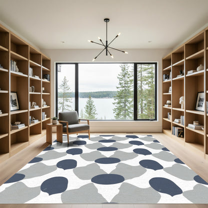 Abstract Dark Blue Slate Shapes Rug