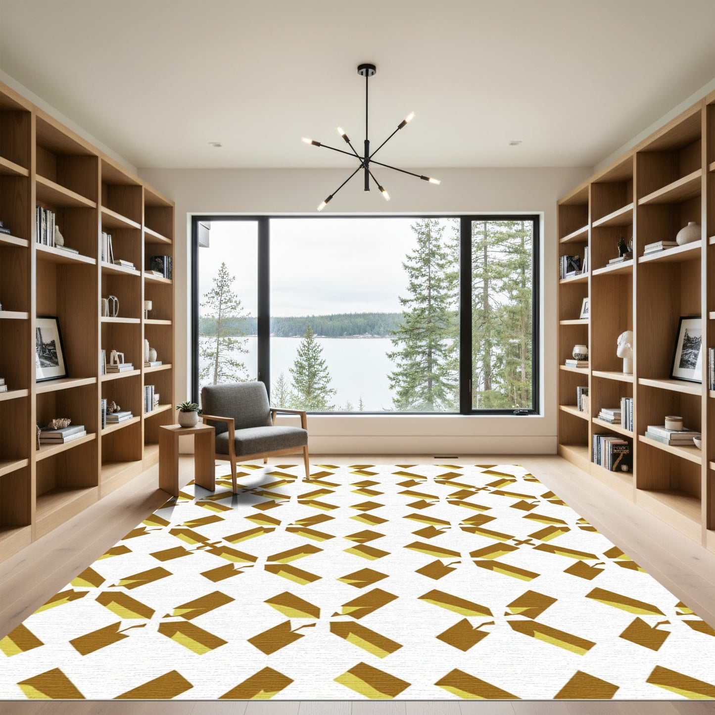 Golden Geometric Cross Lattice Rug