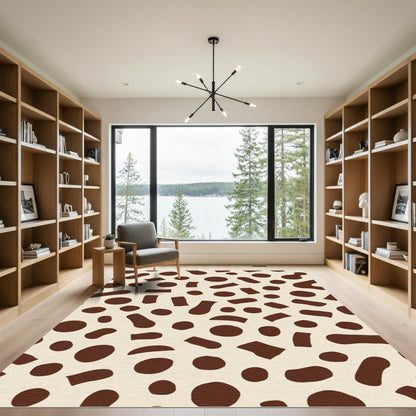 Brown Cream Abstract Spot Scatter Rug