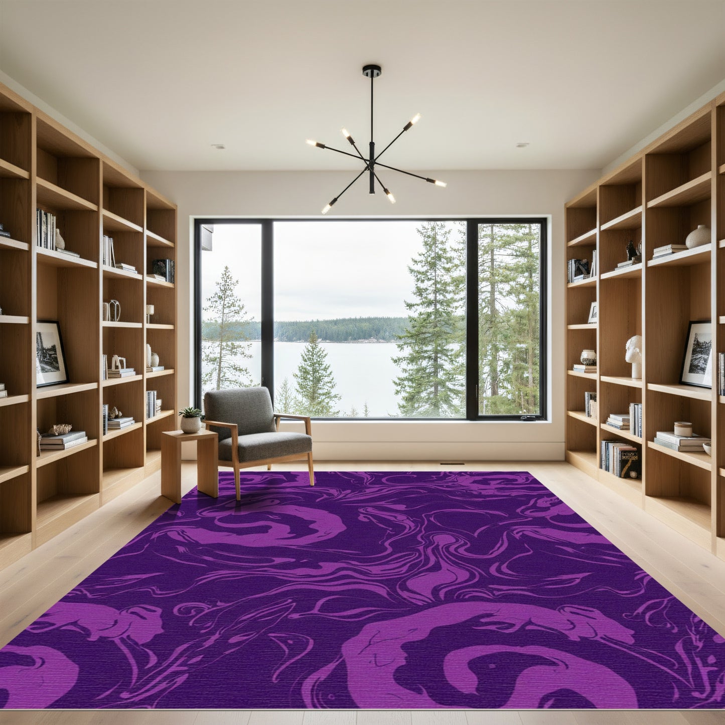 Deep Plum Marble Swirl Rug