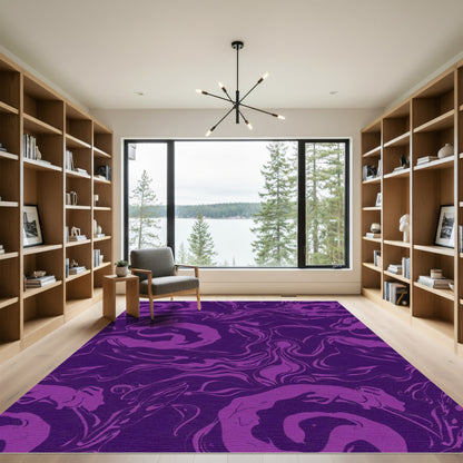 Deep Plum Marble Swirl Rug