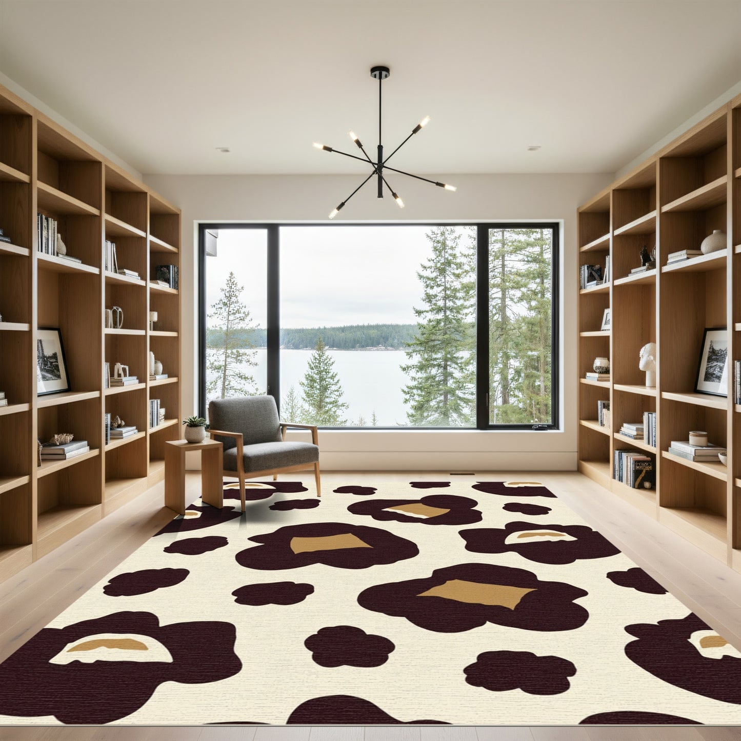 Cream Brown Animal Spots Rug
