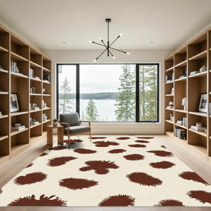 Brown Spots Off White Camouflage Rug