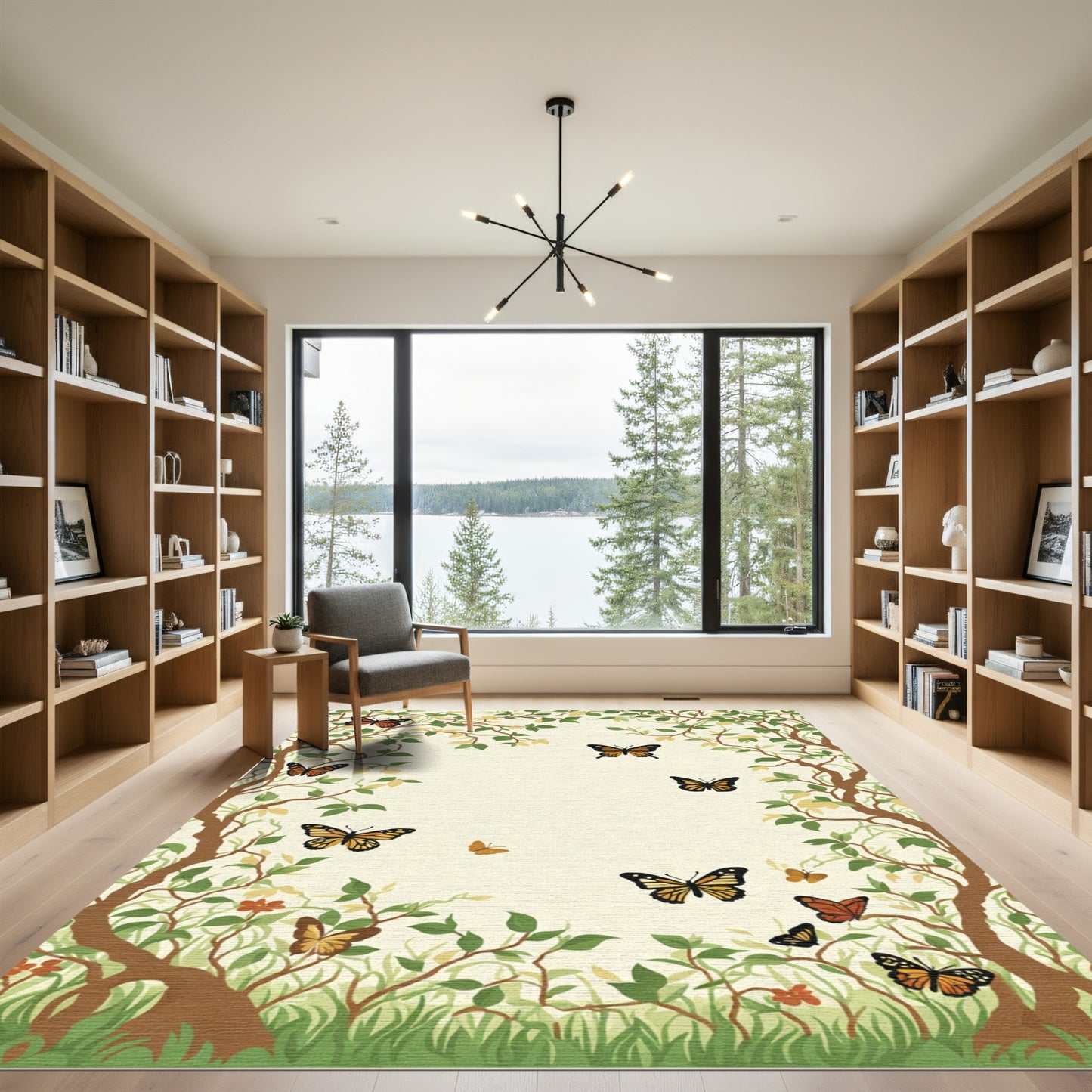 Whimsical Monarch Butterflies Amidst Foliage Rug