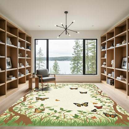 Whimsical Monarch Butterflies Amidst Foliage Rug