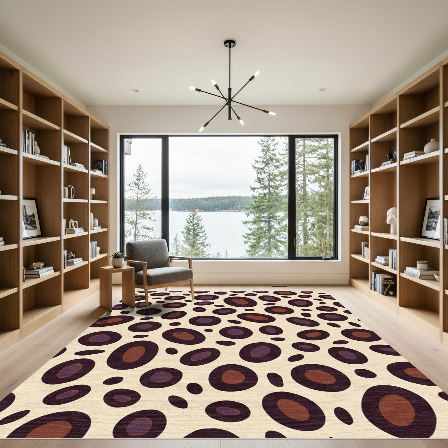 Deep Plum Brown Ovals Cream Background Rug