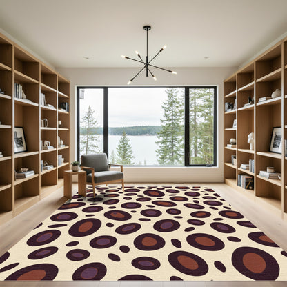 Deep Plum Brown Ovals Cream Background Rug