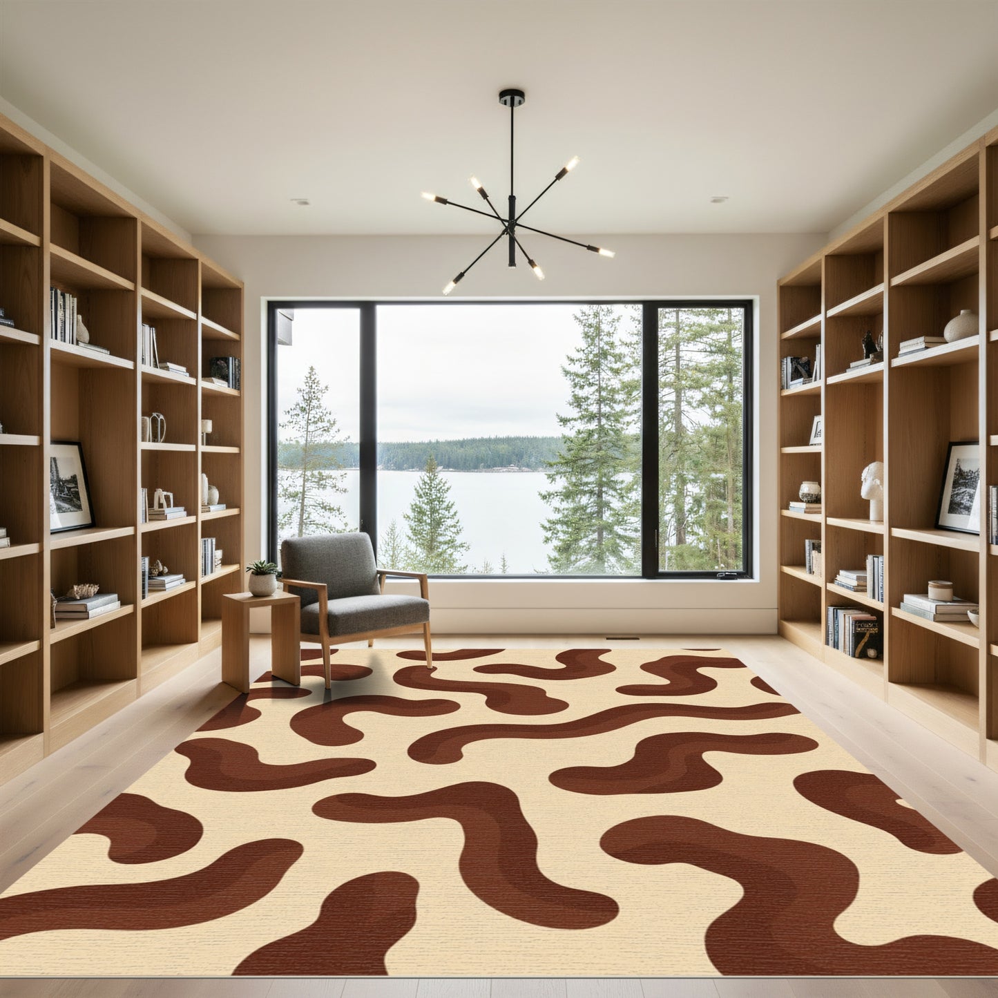 Terracotta Abstract Organic Flow Rug