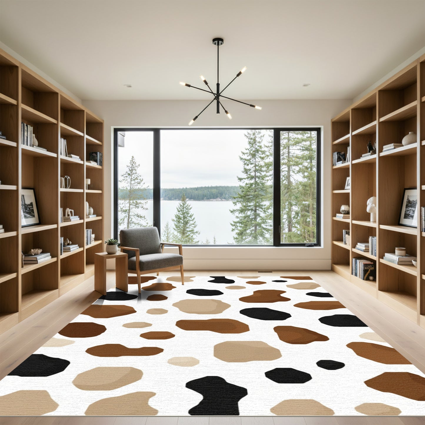 Brown Black Beige Organic Spots Rug