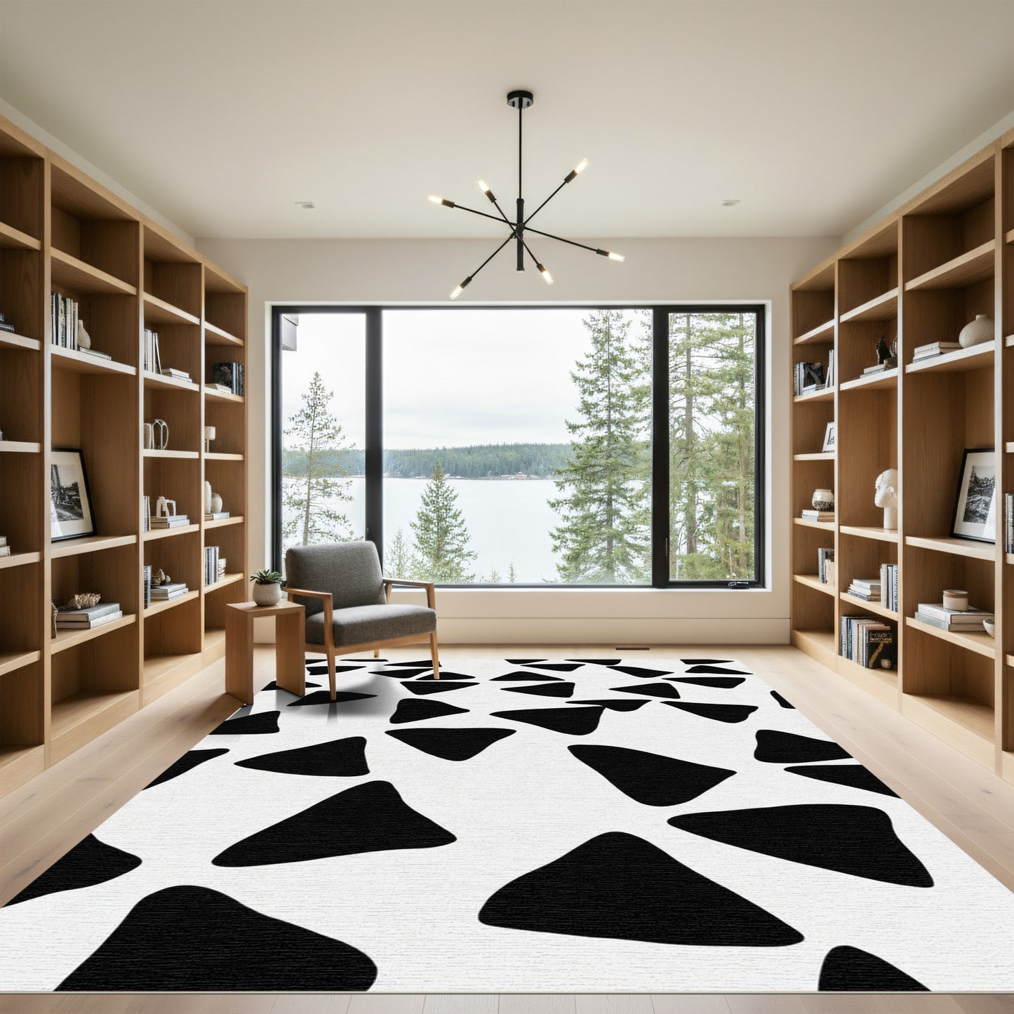 Black Organic Triangle Scattered Rug