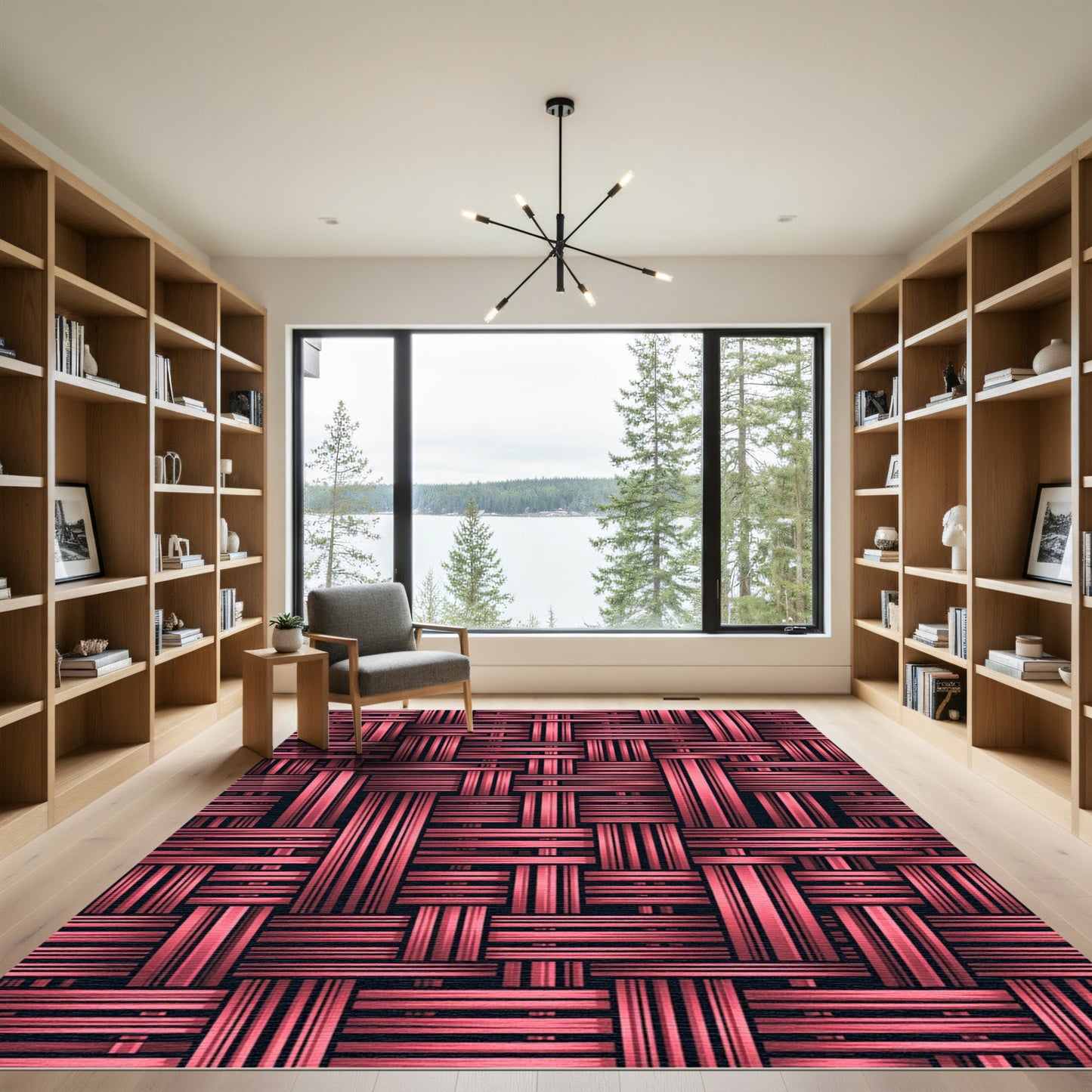 Woven Coral Lattice Texture Rug