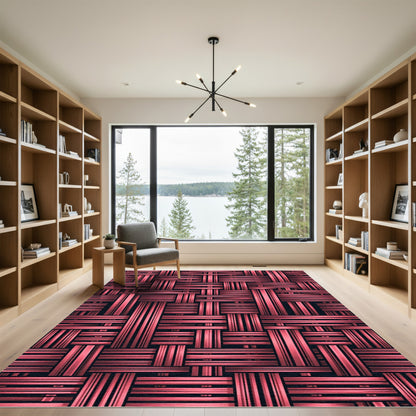 Woven Coral Lattice Texture Rug