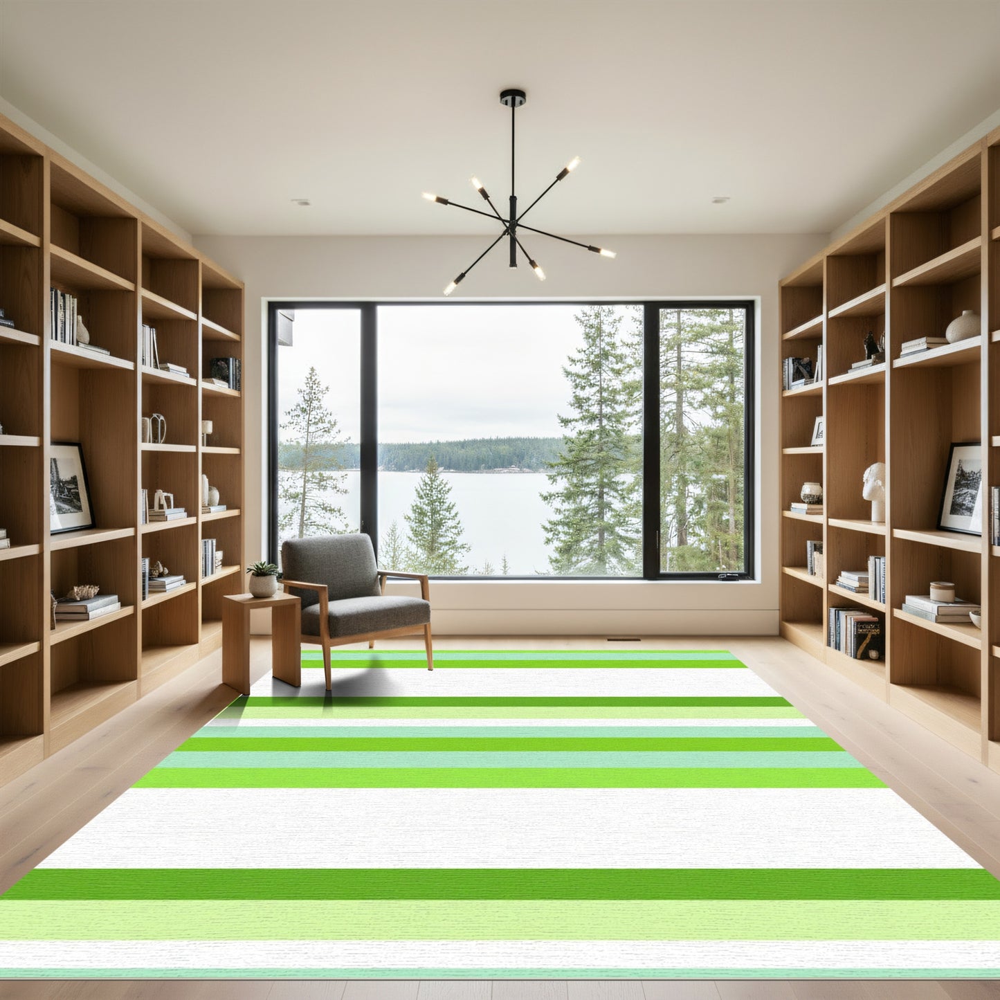 Earthy Green Horizontal Stripe Accent Rug