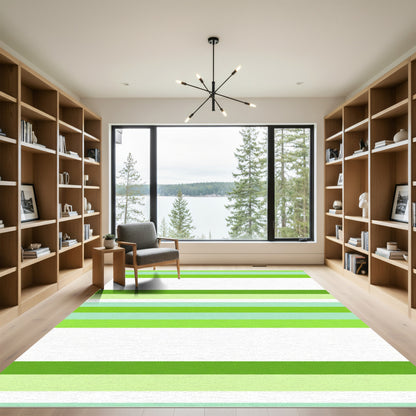 Earthy Green Horizontal Stripe Accent Rug