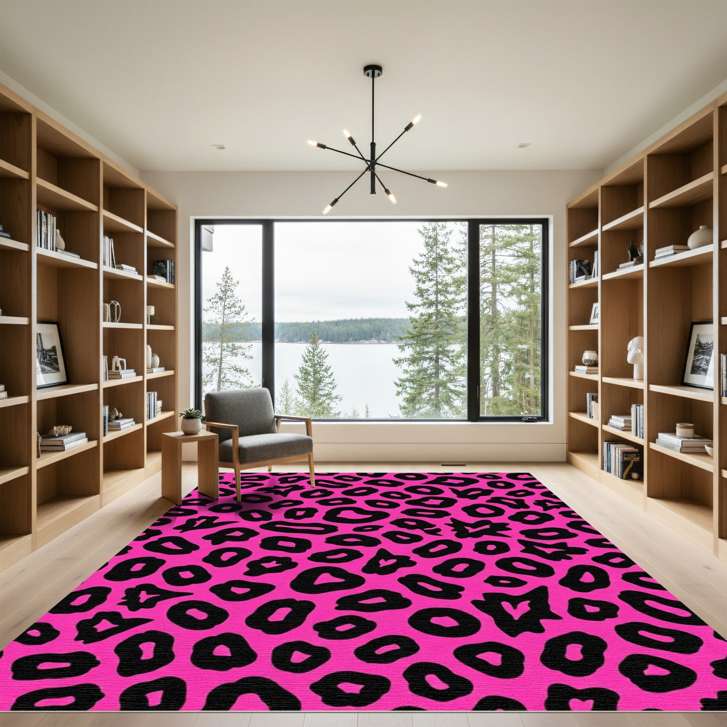Magenta Black Jagged Spots Rug