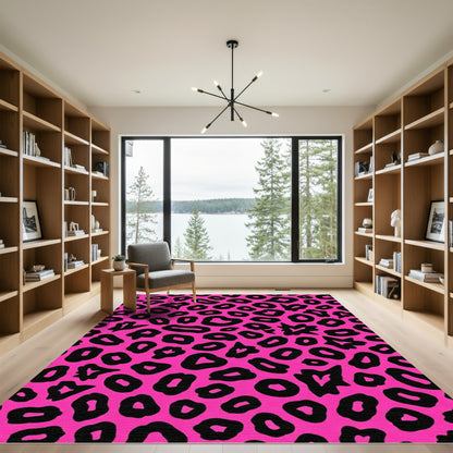 Magenta Black Jagged Spots Rug