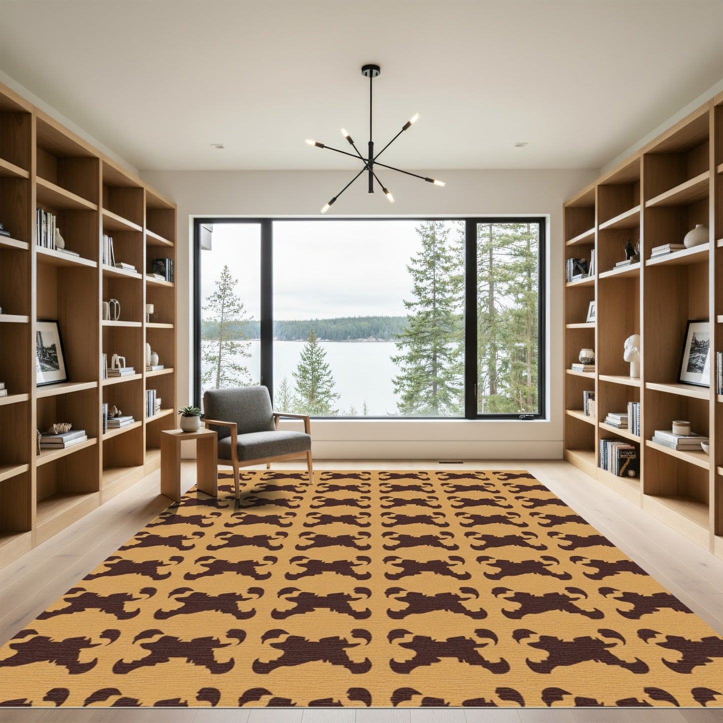Brown Abstract Four-Pointed Star Rug