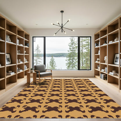 Brown Abstract Four-Pointed Star Rug