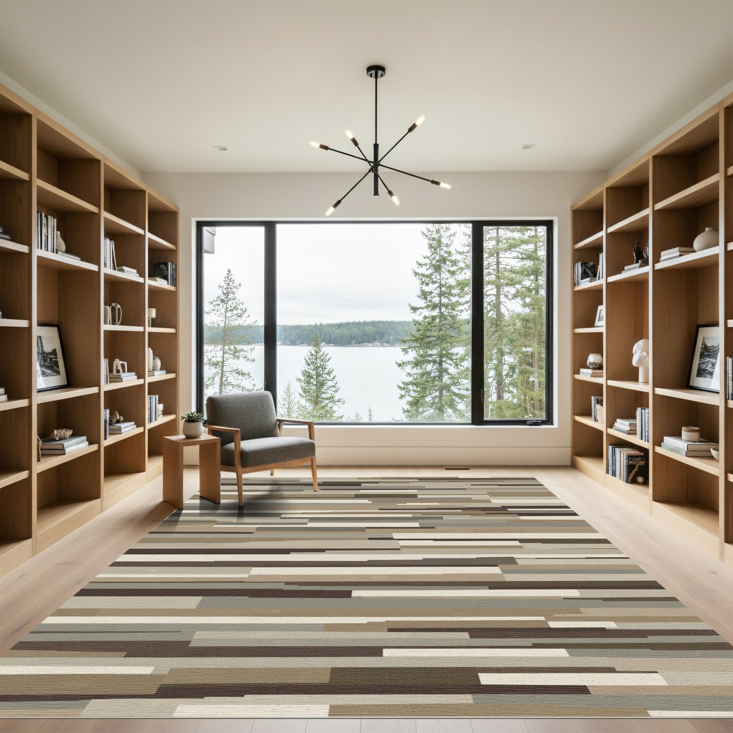 Earthy Tone Horizontal Stripe Collection Rug