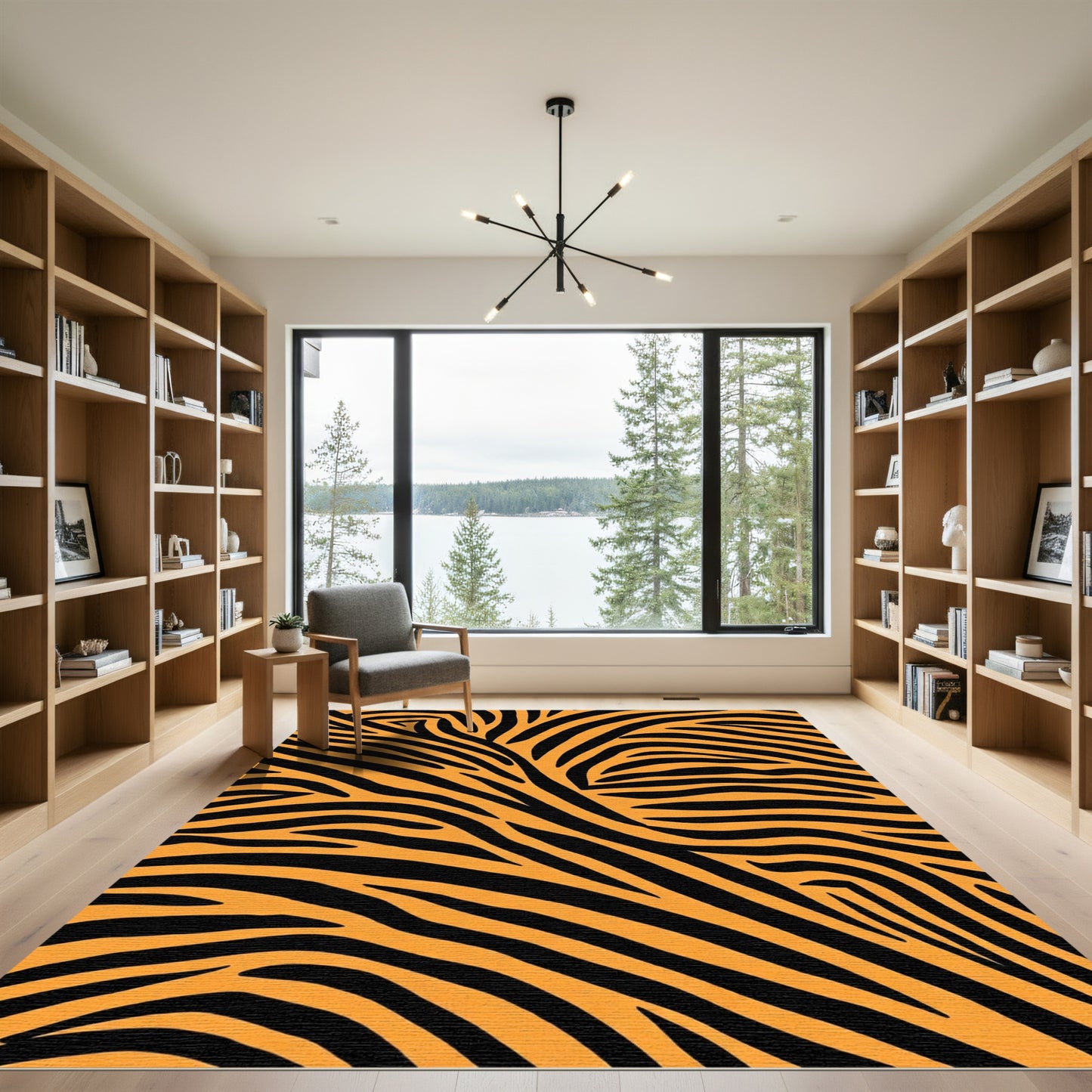 Bold Orange Black Zebra Stripe Rug