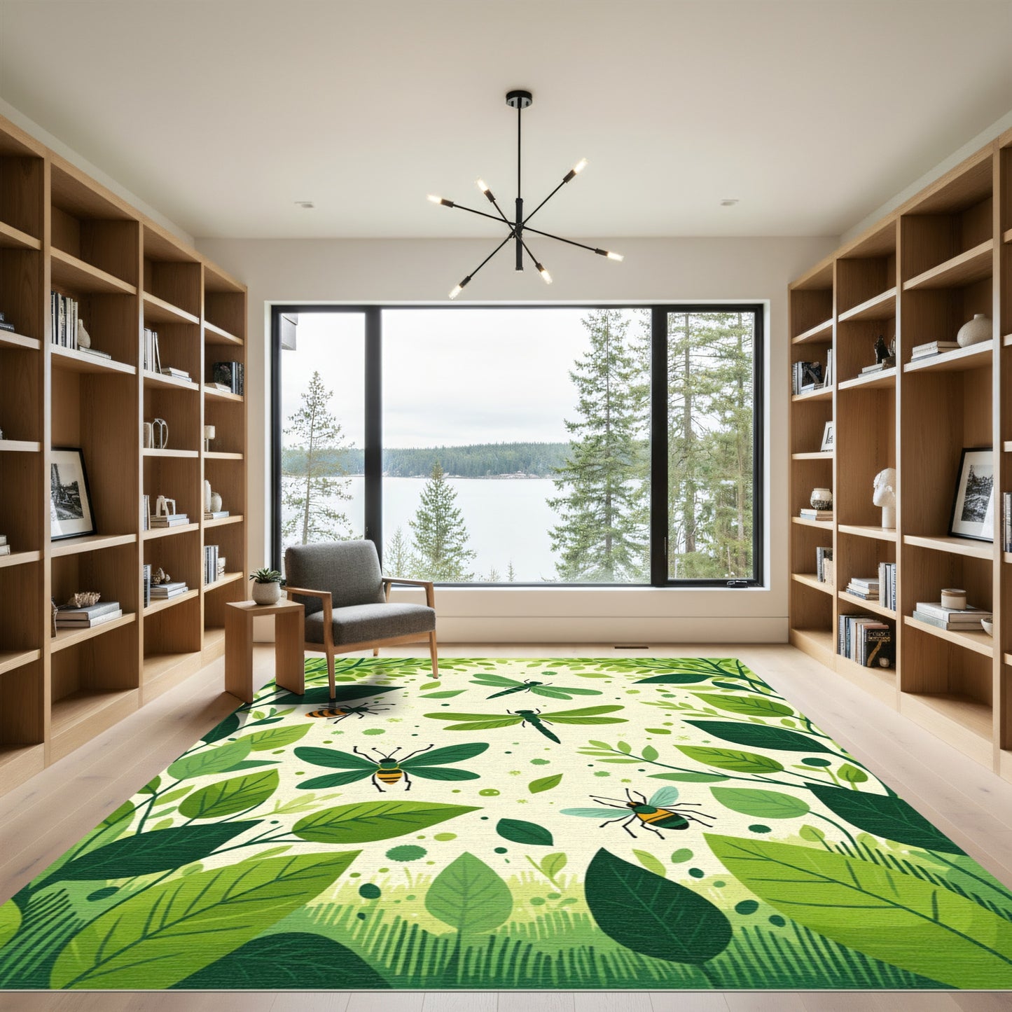 Green Dragonfly and Bee Meadow Rug