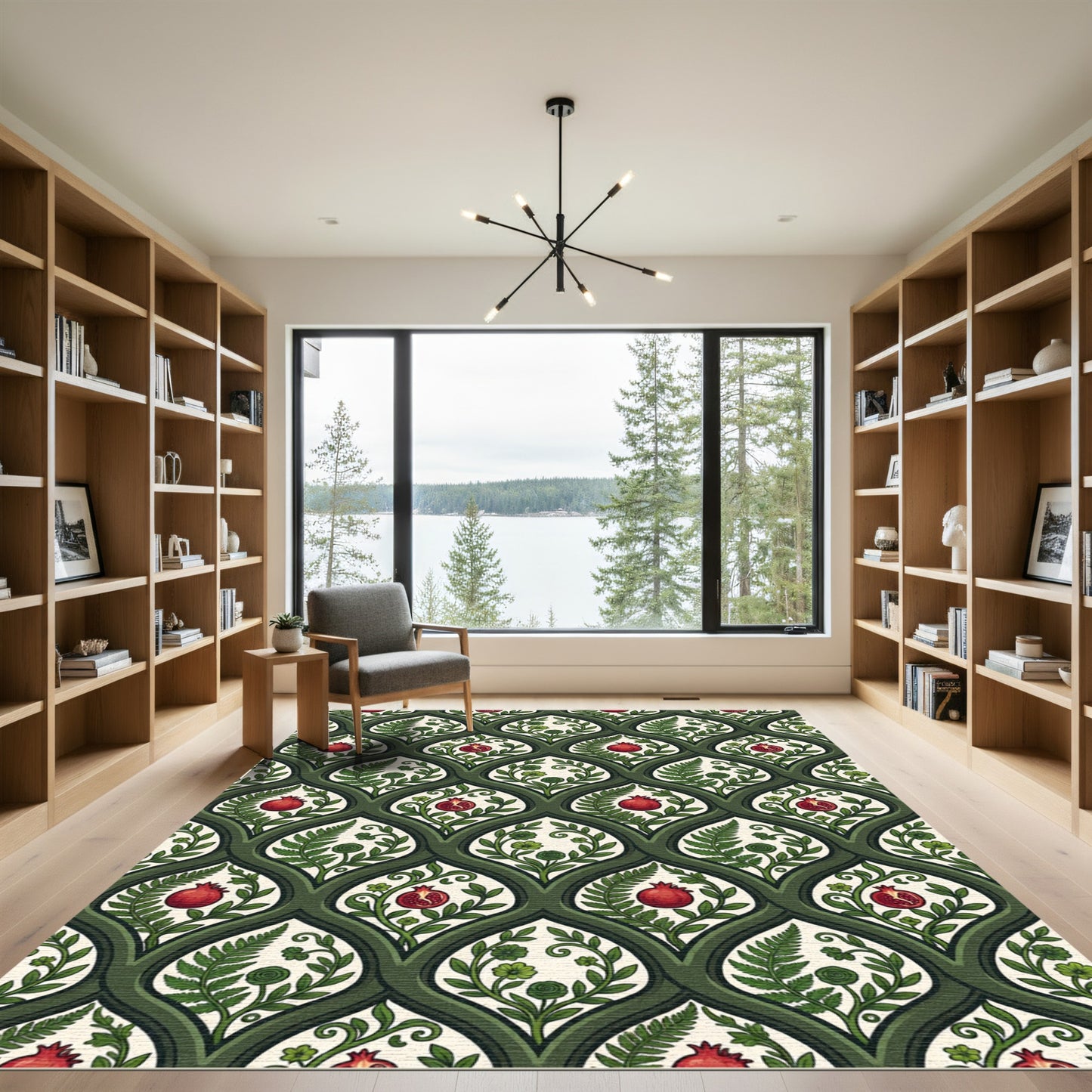 Green Pomegranate Fern Arabesque Rug