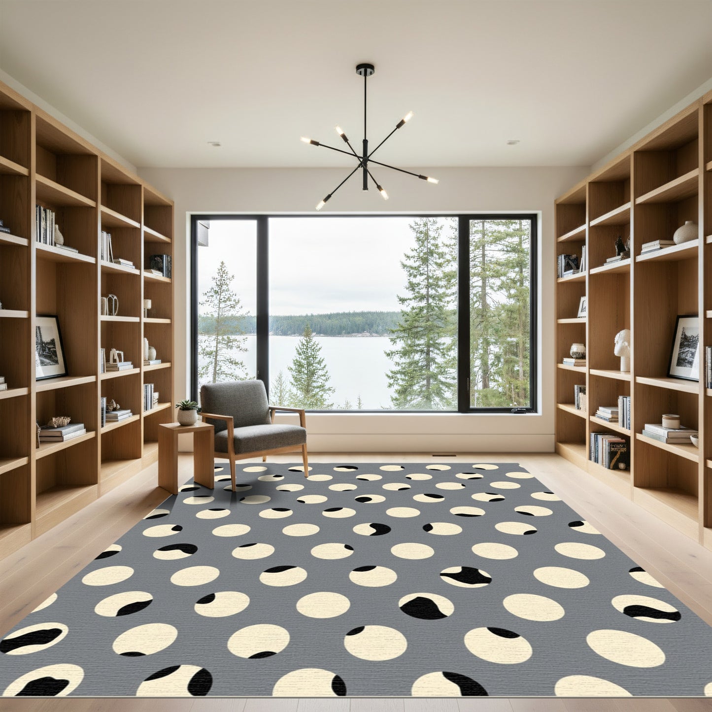 Gray Cream Dot Scatter Rug