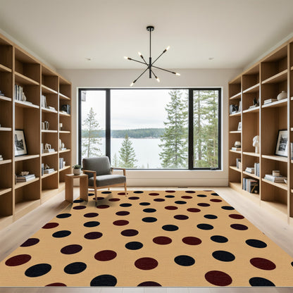 Brown Black Red Polka Dots Rug