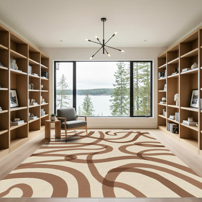 Brown Organic Swirls And Lines Rug