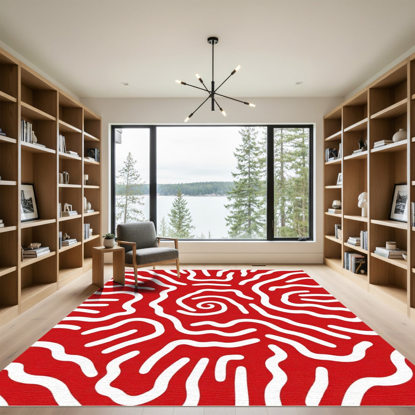 Crimson Organic Linear Movement Rug
