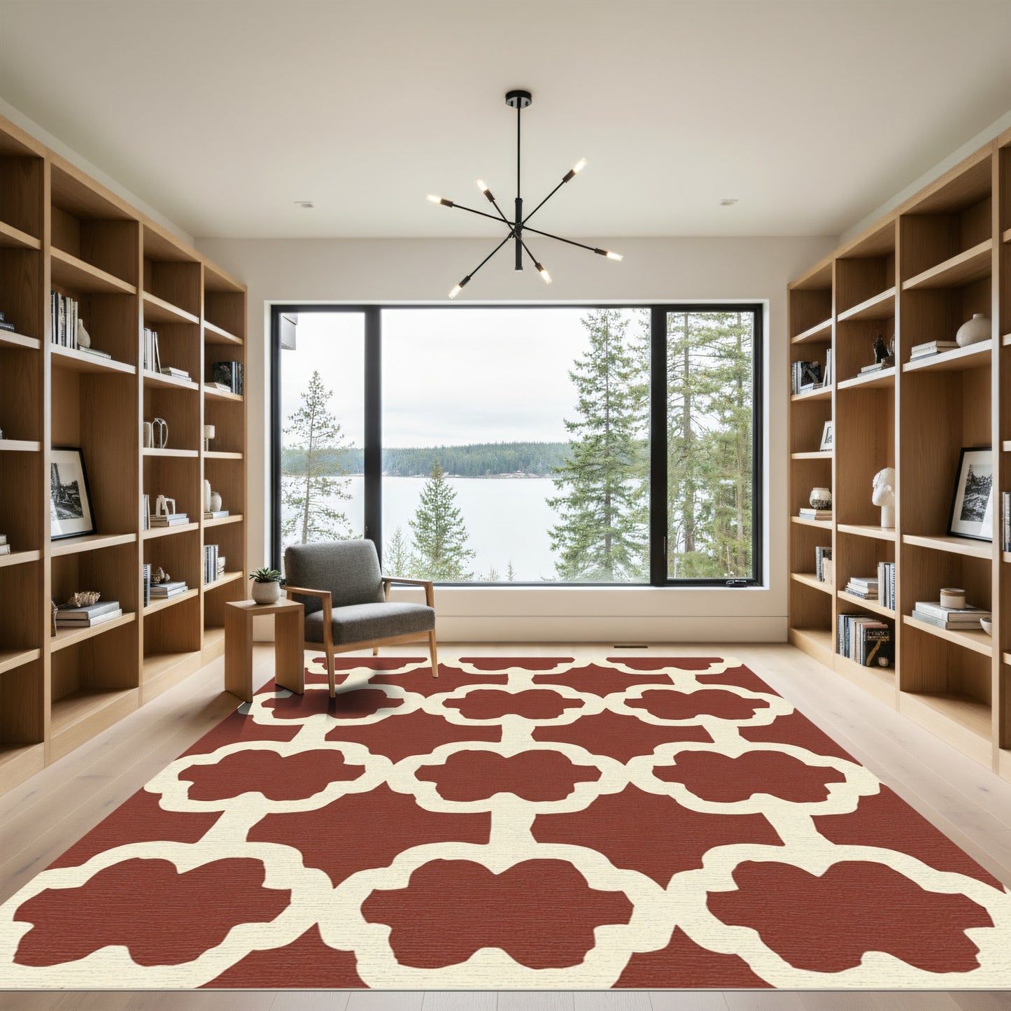 Terracotta Cream Quatrefoil Chain Rug