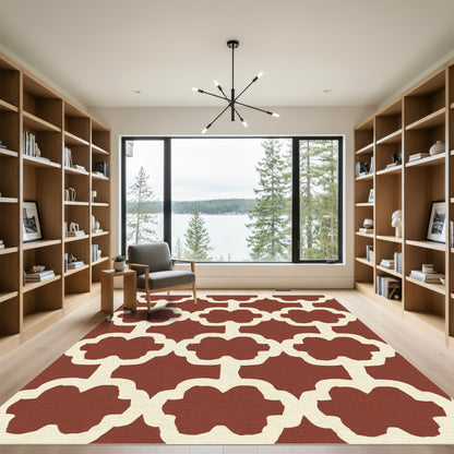 Terracotta Cream Quatrefoil Chain Rug