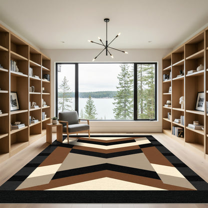Geometric Chevron Stripes Earth Tones Rug