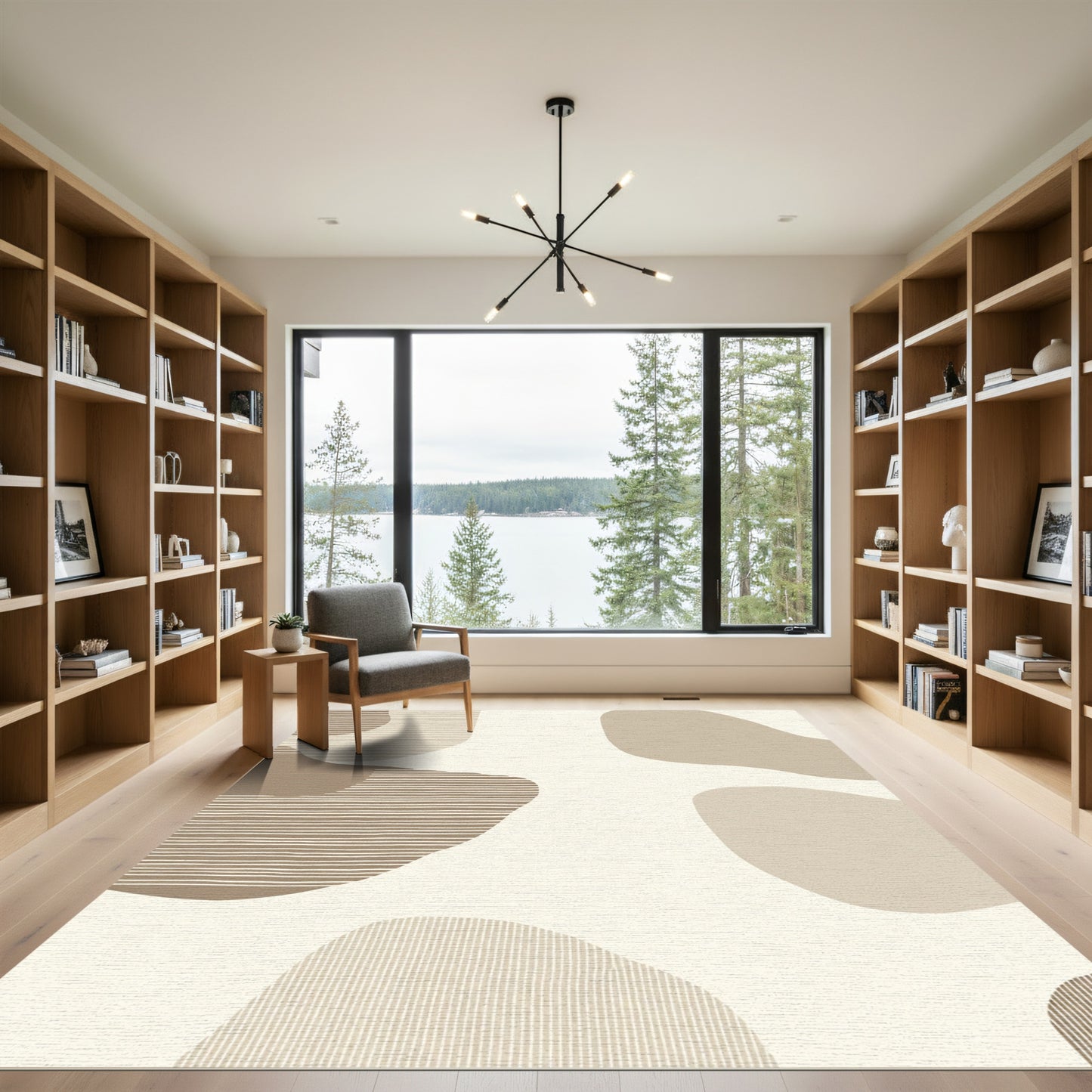 Neutral Abstract Organic Shapes Rug